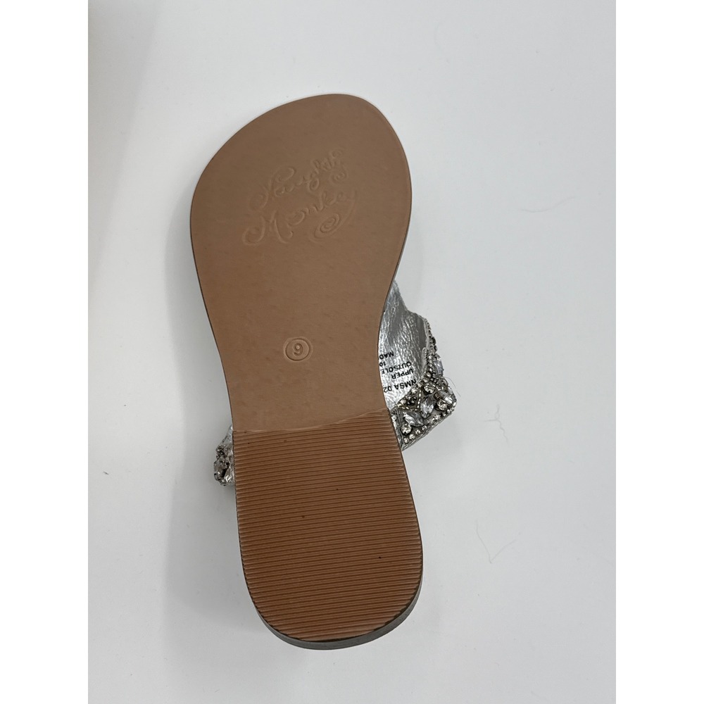 Naughty Monkey Loving U Silver Embellished Rhinestone Thong Sandals 9 - Picture 6 of 9